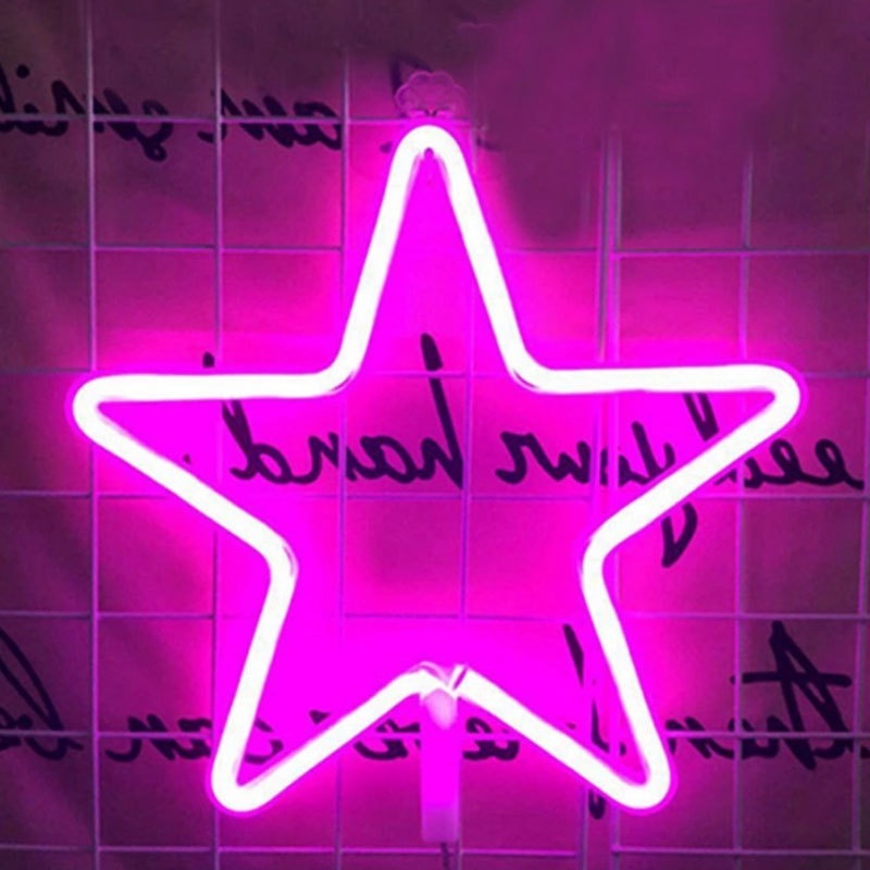 Đèn trang trí phòng ngủ NEON ngôi sao - Decor trang trí - Đèn Led - Màu vàng ấm và nhiều màu sinh động