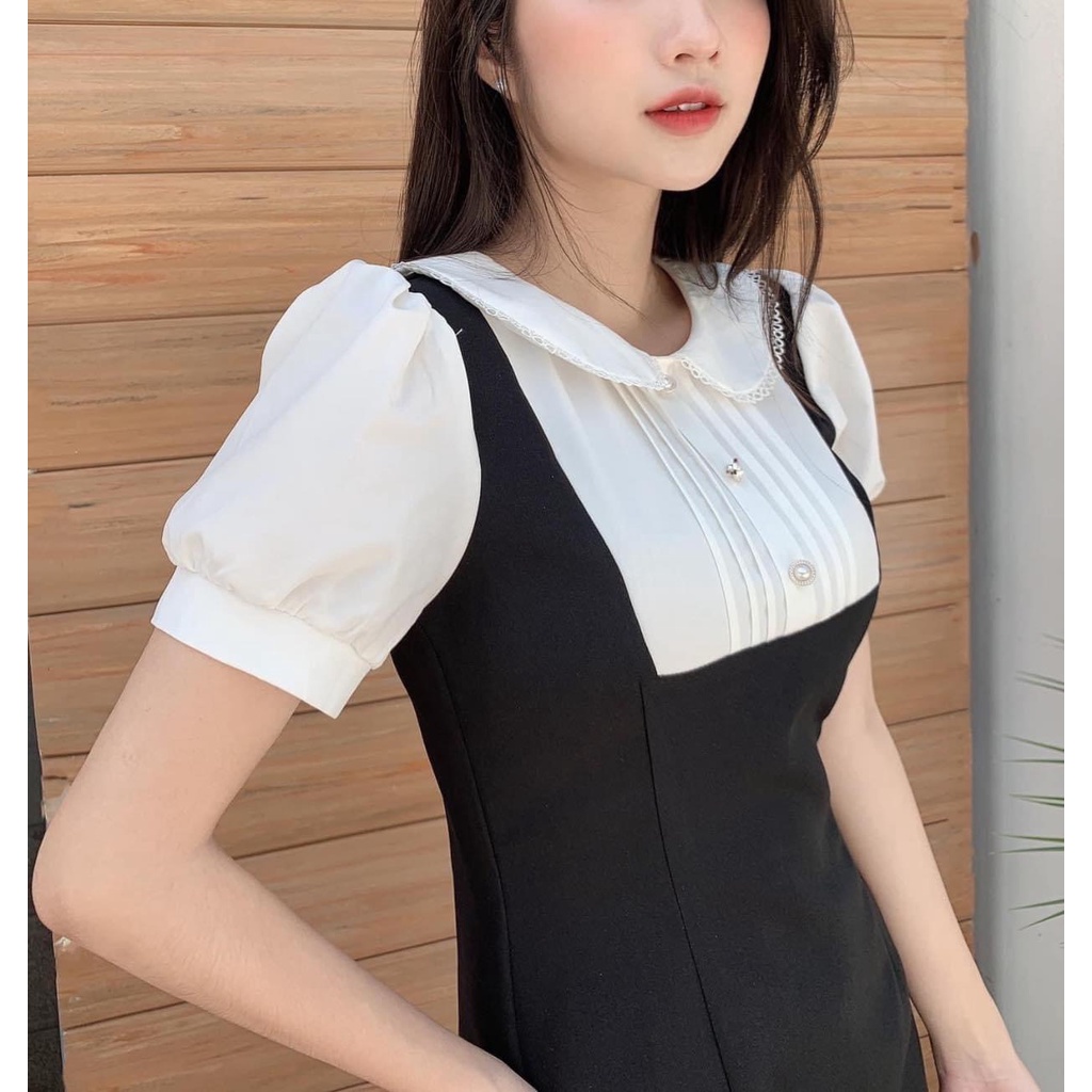 [Ảnh thật kèm video] Váy Đầm Dự Tiệc, Đi Chơi dáng chữ A cổ bèo cúc ngọc lên dáng Cực xinh- Hàng cam kết như hình | BigBuy360 - bigbuy360.vn