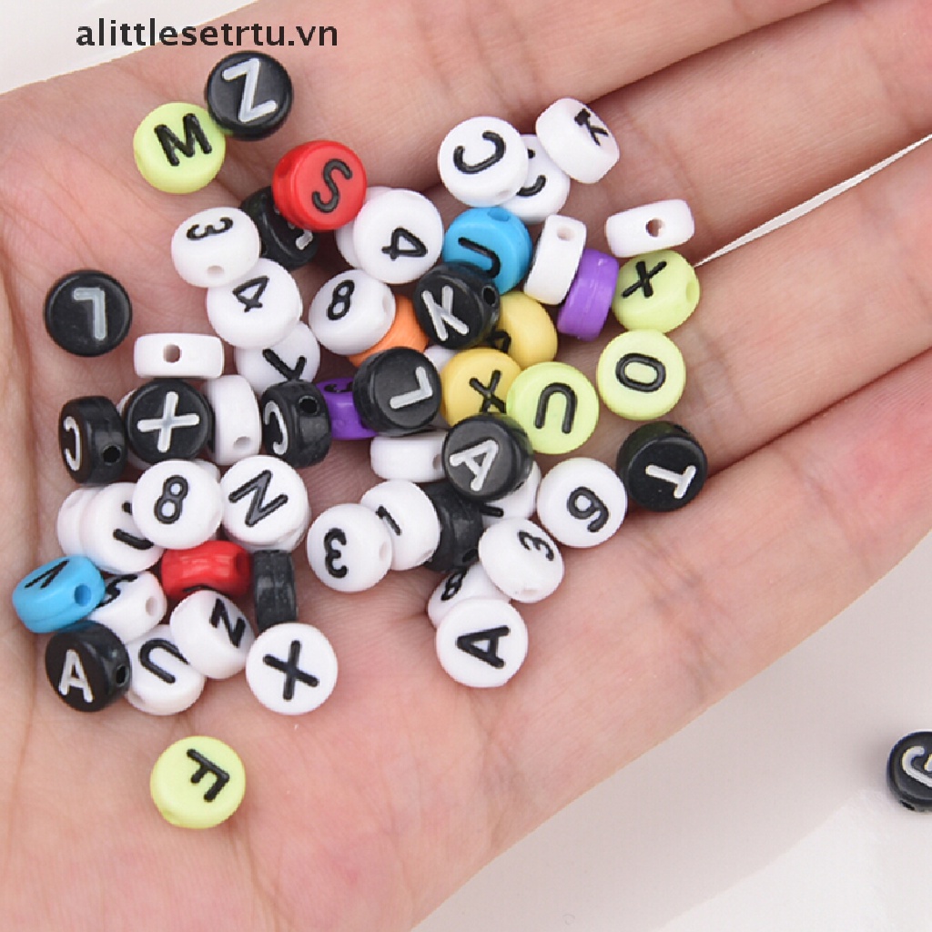 Set 200 Hạt Xâu Chuỗi Khắc Chữ Cái Dùng Để Làm Trang Sức DIY