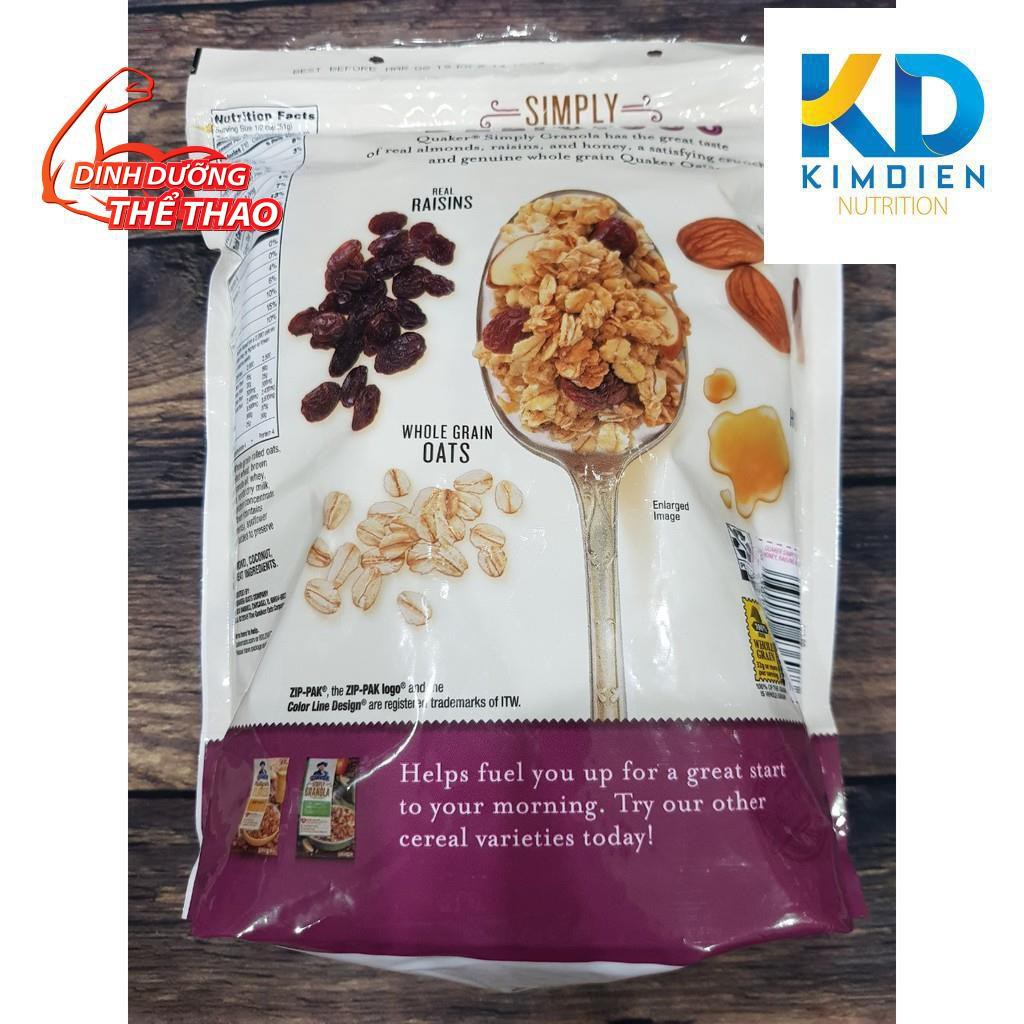 Ngũ Cốc Dinh Dưỡng  Mật Ong hạnh nhân nho khô Ăn Liền Yến mạch Quaker Simply Granola  Raisins Almonds 2lbs