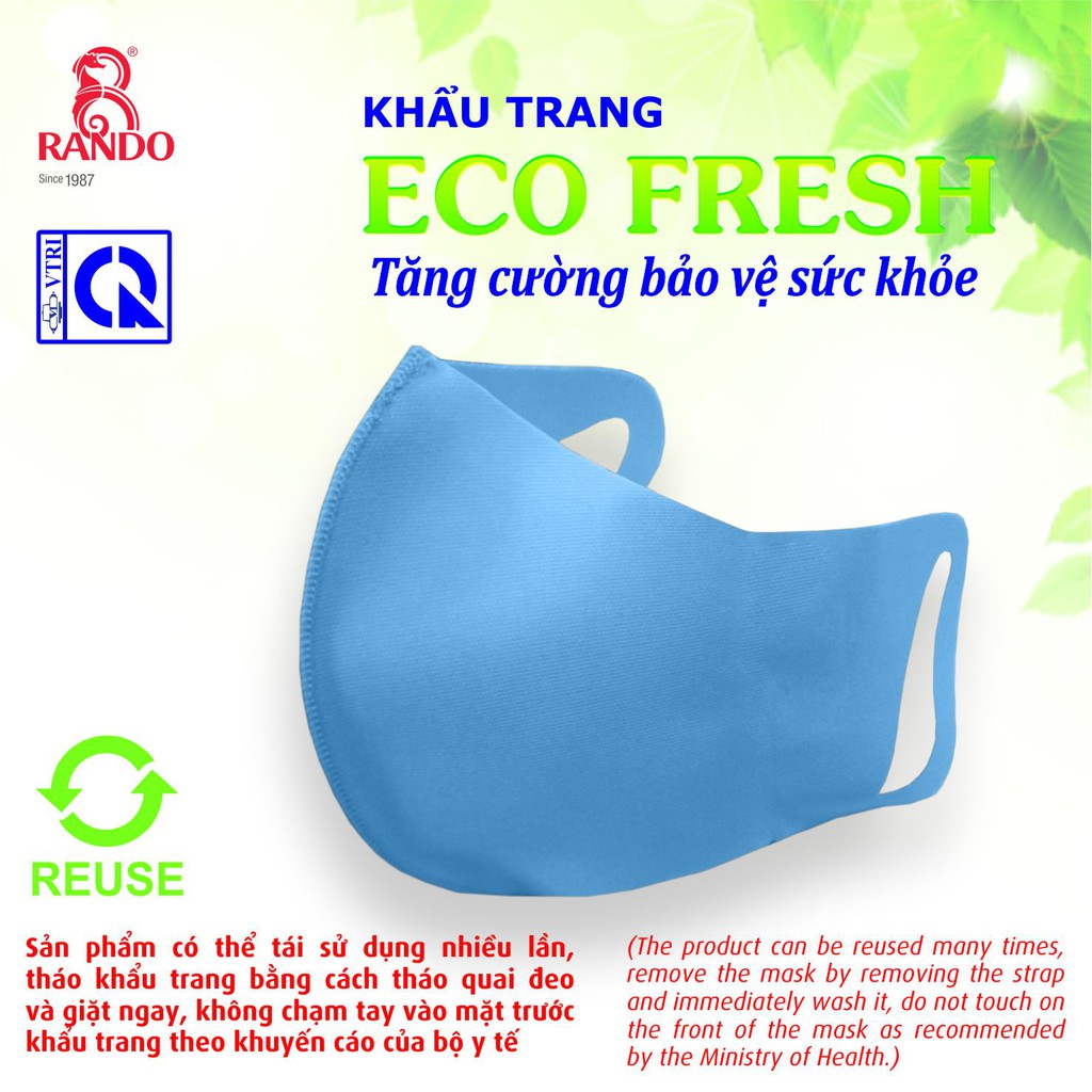 Khẩu Trang ECO Rando Chính Hãng, Khẩu Trang Vải 3D Kháng Khuẩn Hàng Việt Nam Chất Lượng Cao, Có Thể Giặt Và Tái Sử Dụng | BigBuy360 - bigbuy360.vn