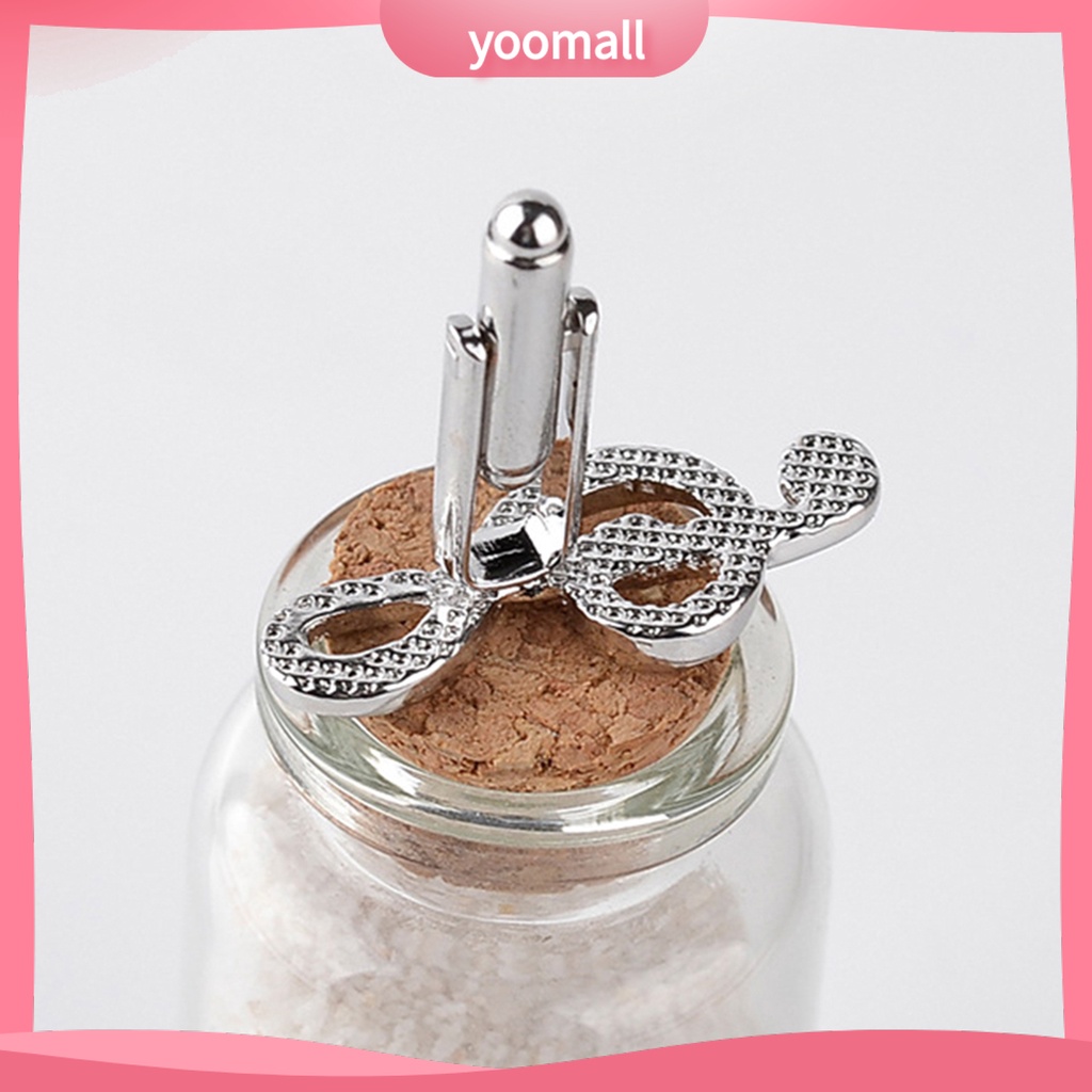 Khuy măng sét mạ bạc thiết kế hình nốt nhạc thời trang thanh lịch cho nữ