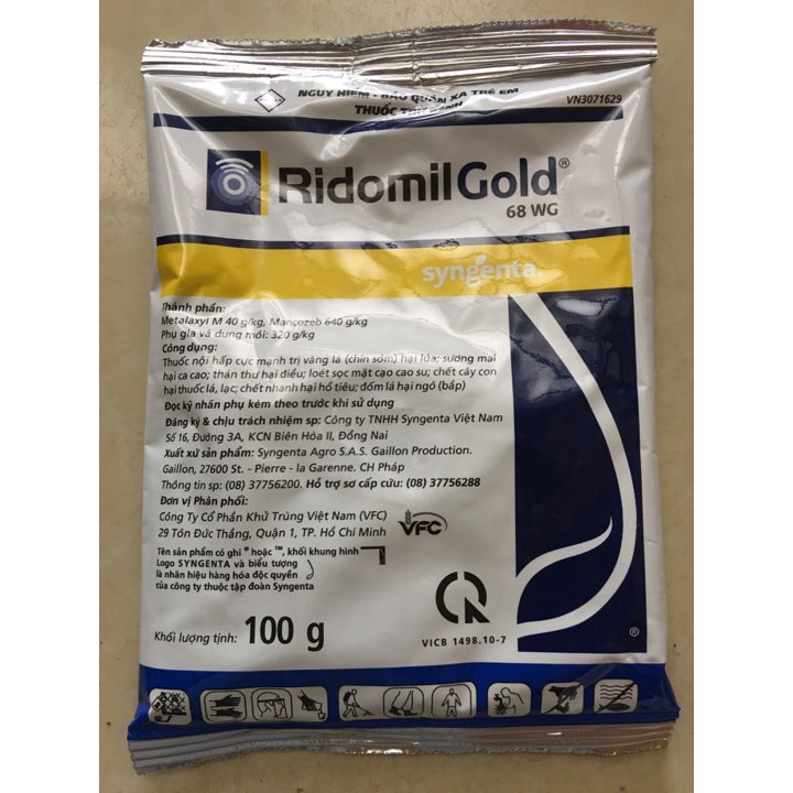 Ridomild gold 100gr chuyên dùng tưới trừ nấm thối rễ, quét xì mủ, chảy nhựa thân cây