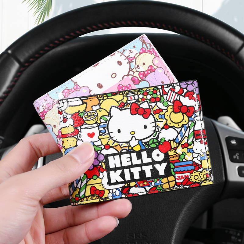 Trường hợp da giấy phép lái xe HelloKitty, giấy phép lái xe cá tính sáng tạo, giấy phép lái xe, giấy phép lái xe, giấy p