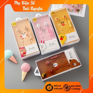 Tai nghe nhét tai thời trang Hàn Quốc cực cute có míc vịt saly- gấu nâu- thỏ cony