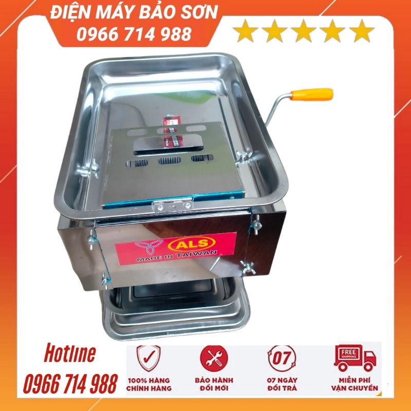 Máy Thái Thịt Tươi Sống 1Cửa Dao ALS-850W Inox Cỡ Dao 2.0mm 2.5mm 3.5mm 5.0mm Công Suất 180kg/giờ Thái Thịt Đa Năng