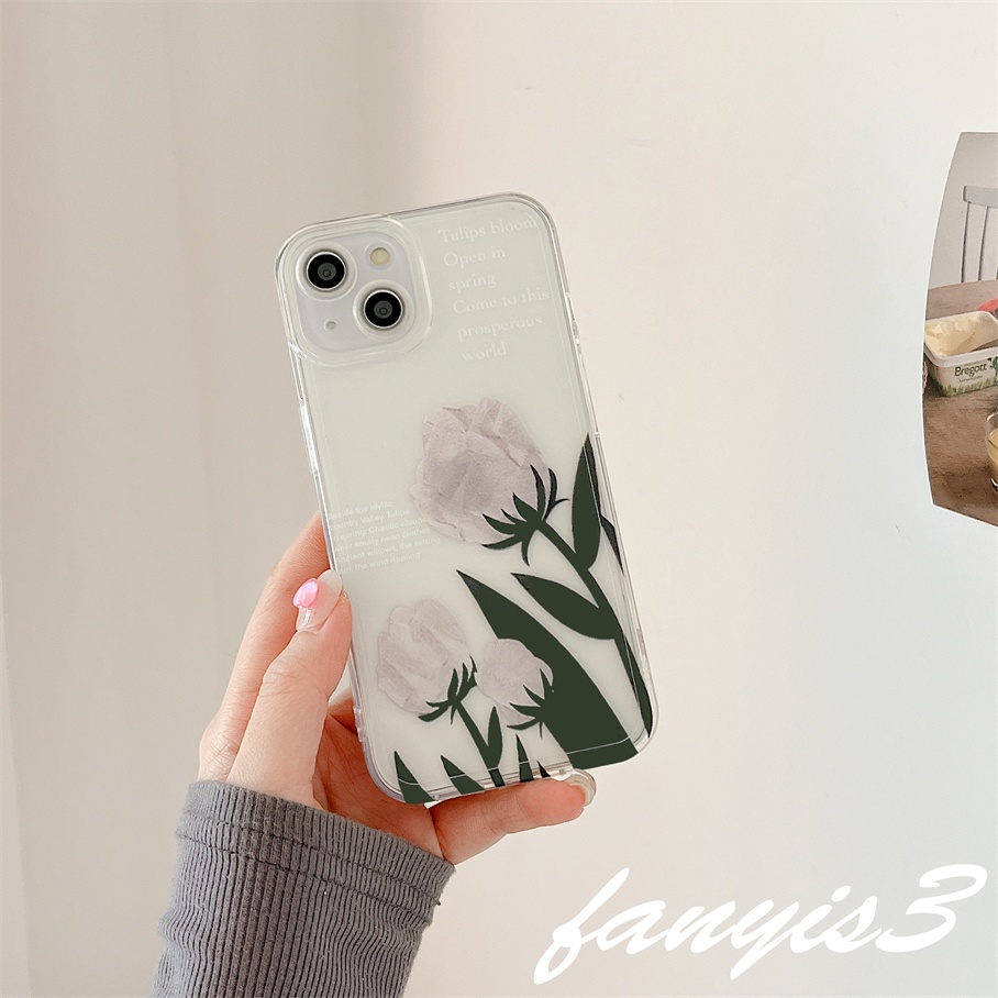 Ốp Điện Thoại TPU Mềm Trong Suốt Hình Hoa Tulip Cho iPhone 13 12 11 Pro Max X XR Xs Max 8 7 6 6s Plus SE 2020