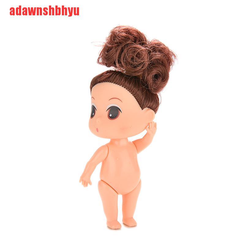 [adawnshbhyu]9cm Doll for Mini Ddung Dolls with Brown Bun Hair Baking Mold Dolls Girl Toys