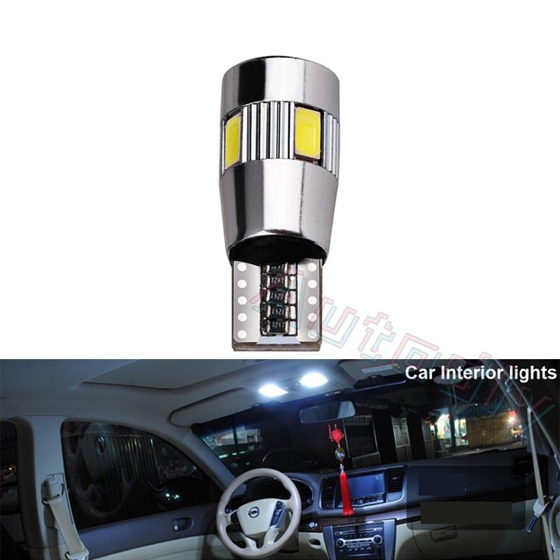 Mới Set 2 Bóng Đèn LED 5W5 T10 W5W 12V 6000K 5630 6SMD Chuyên Dụng Cho Xe Hơi