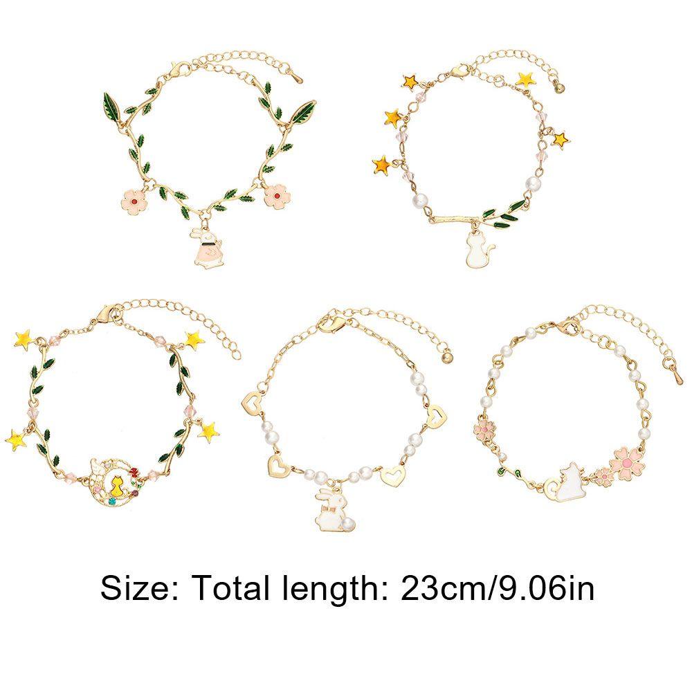 MAG Vòng Tay Charm Hình Mèo Và Hoa Lá Dễ Thương