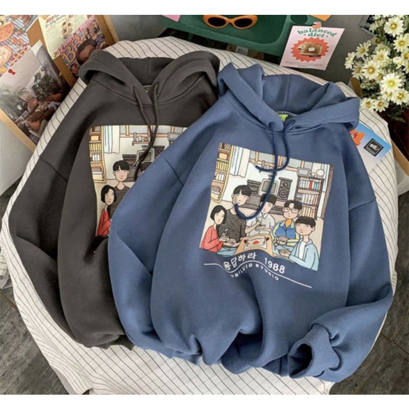 [RẺ VÔ ĐỊCH] Áo hoodie nỉ mũ gia đình 1988 cotton tay bồng siêu xinh TONGKHO