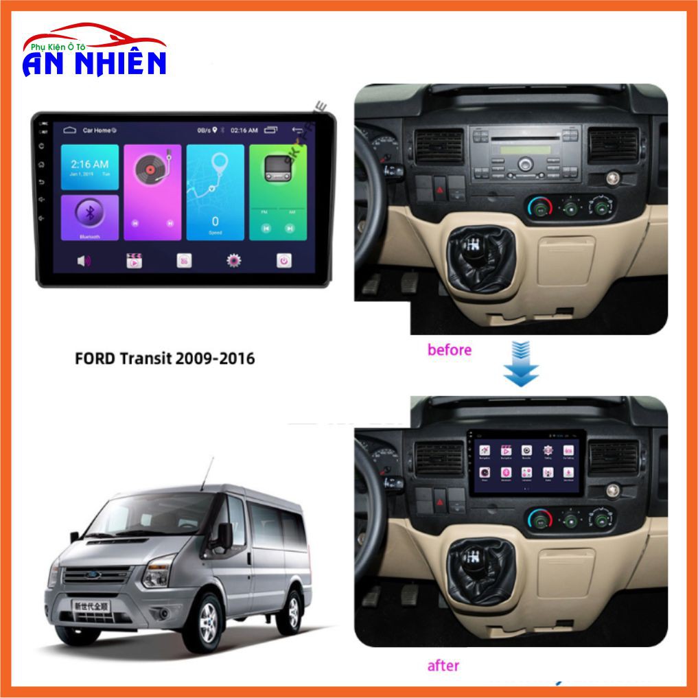 Màn Hình 9 inch Cho Xe FORD TRANSIT - Chạy Android Tiếng Việt - Đầu DVD Android Kèm Mặt Dưỡng Giắc Zin TRANSIT