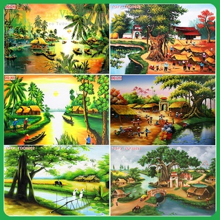 Tranh Dán Tường - Tranh Dán Tường 3D Sơn Dầu Đồng Quê 04 - Size Lớn (Nhiều Mẫu)
