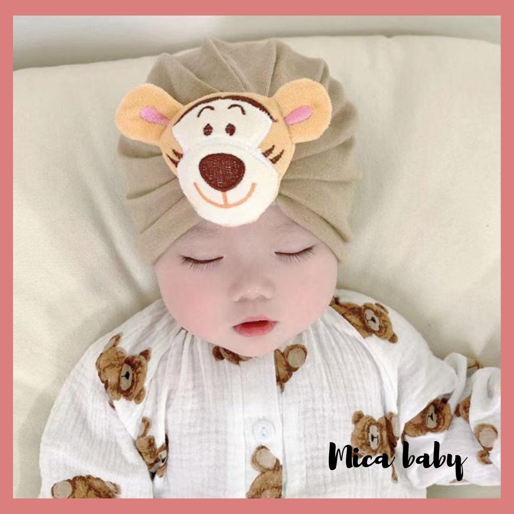 Mũ turban cho bé chất cotton đính hình thú đáng yêu MTB171 Mica baby