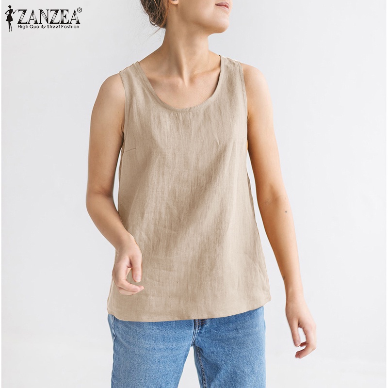 Zanzea Áo Hai Dây Cổ Tròn Màu Trơn Thoải Mái Thời Trang Cho Nữ