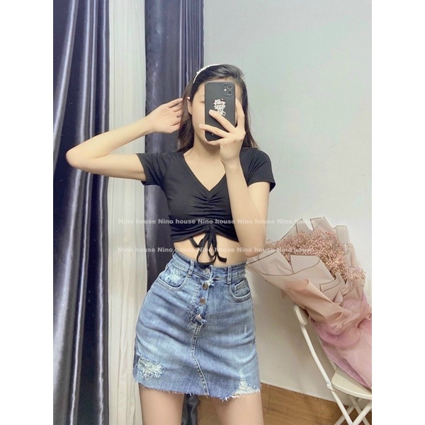 chân váy jean A co giãn tốt rách nhẹ hot, lưng cao, có quần trong (hình thật kèm video) | BigBuy360 - bigbuy360.vn