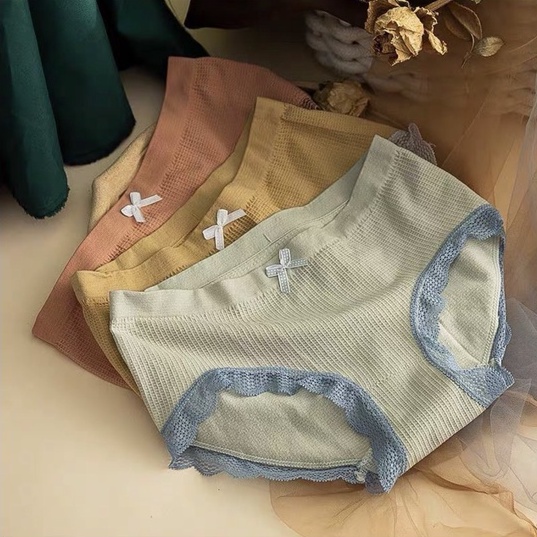 combo 5 chiếc quần lót nữ dệt kim cotton 100% kháng khuẩn thoáng mái đính nơ dễ thương Q2