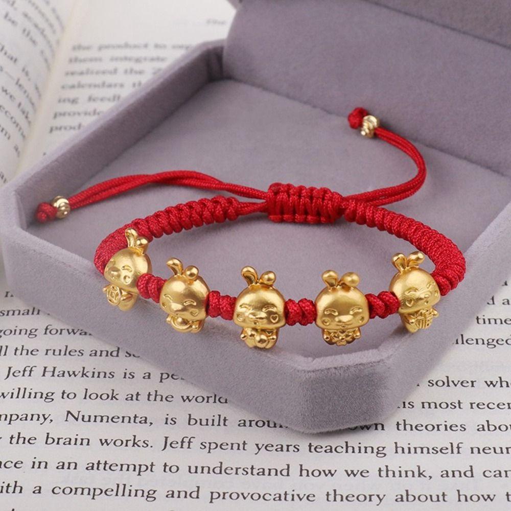 Vòng Tay Thỏ Cung Hoàng Đạo Handmade Có Thể Điều Chỉnh Làm Quà Tặng Năm Mới|Vòng Đeo Tay Xâu Hạt May Mắn