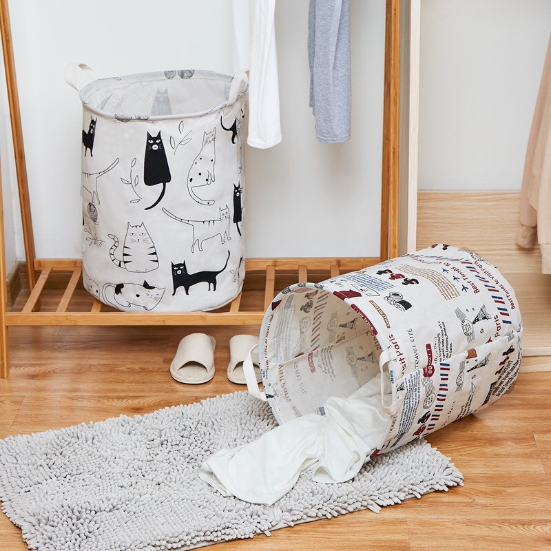 Giỏ đựng quần áo đa năng gấp gọn phong cách Châu Âu, kích thước 50cmx40cm