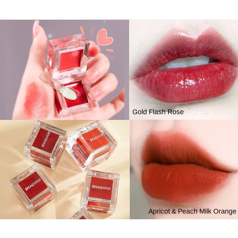 [Hàng mới về] Son môi dưỡng ẩm SHAQINUO trang điểm lâu trôi thiết kế đá viên mini nhiều màu sắc