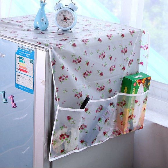 HCM - Khăn phủ tủ lạnh chống bụi, đựng đồ tiện dụng