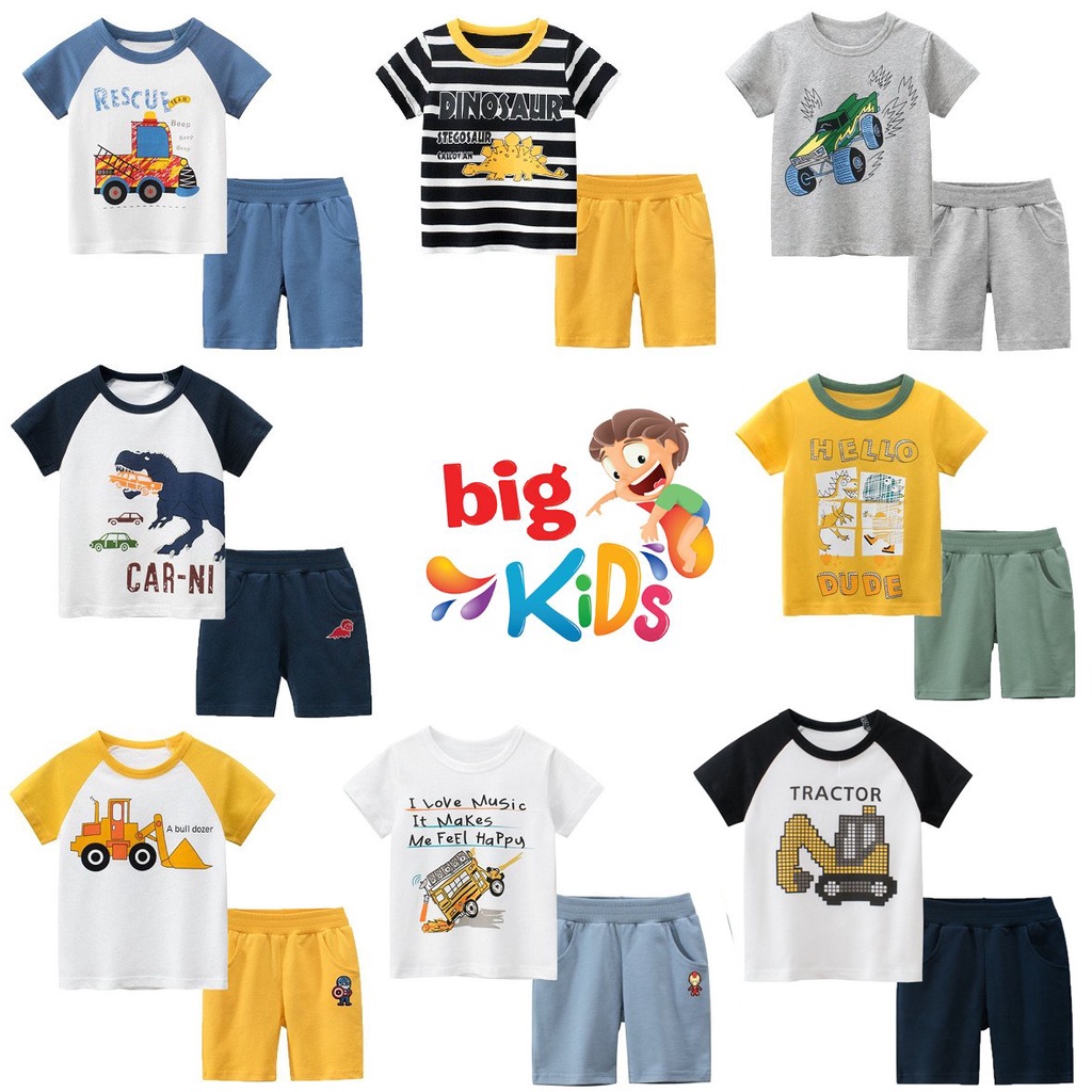 Bộ quần áo bé trai cộc tay mùa hè hàn quốc thời trang trẻ em chất cotton BigKids