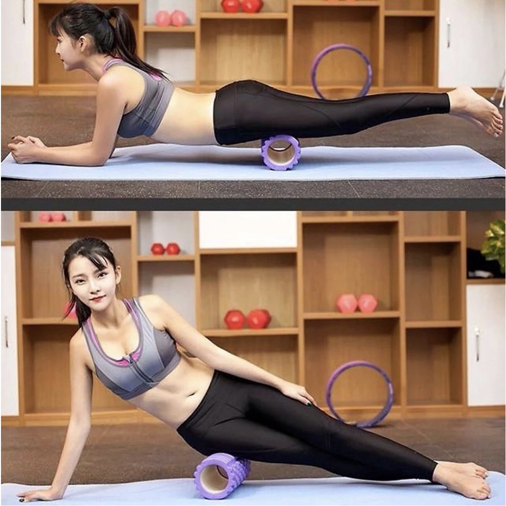 Con Lăn Massage Chân, Tay, Lưng Foam Roller 33 cm x 14 cm Gai Nhọn, Ống Lăn Giãn Cơ Yoga