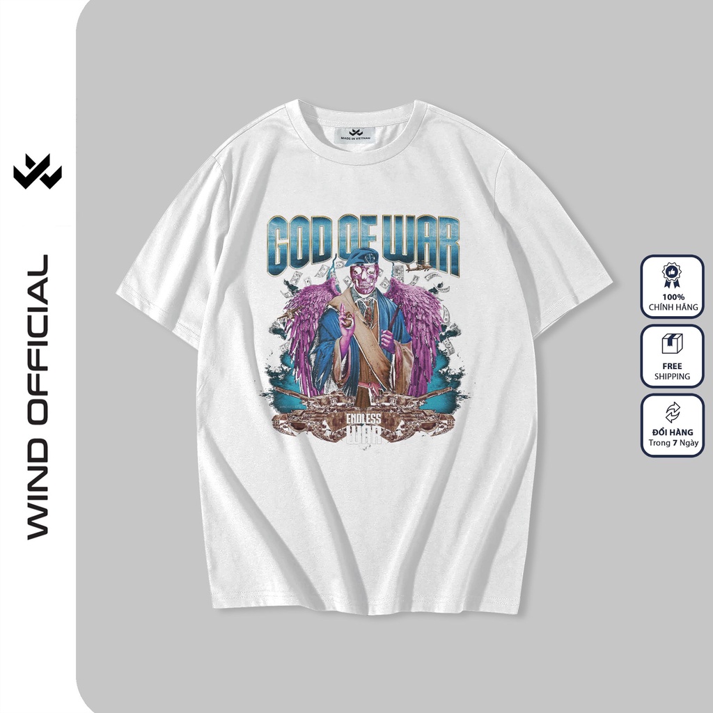 Áo thun tay lỡ unisex WIND phông form rộng GOD thời trang nam nữ oversize ulzzang