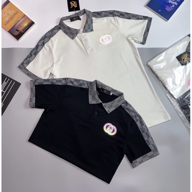 Áo thun nam cổ trụ_áo thun nam cổ bẻ thêu logo(chất liệu cotton 109% vải dày co dãn 4 chiều)
