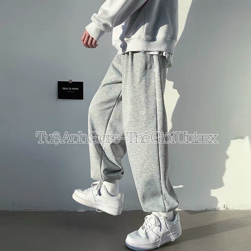 Quần Dài Thể Thao Nam Nữ Ống Bo Dây Rút Unisex - Quần Jogger Trơn Phom Rộng TUEANHSTORE Freesize 38-68kg