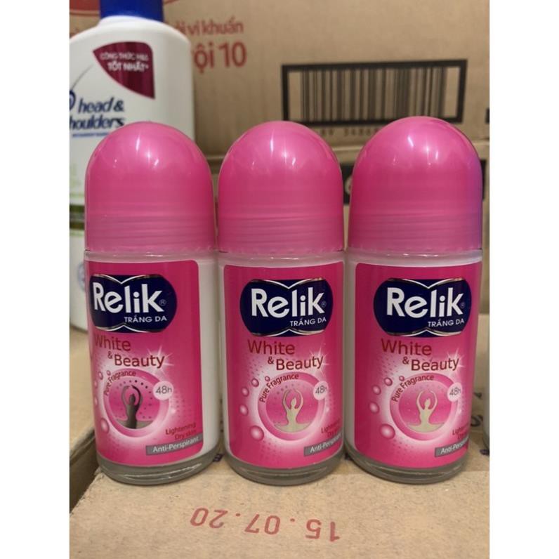 Lăn khử mùi Relik chai lớn 50ml có 2 màu hồng và xanh như hình | BigBuy360 - bigbuy360.vn
