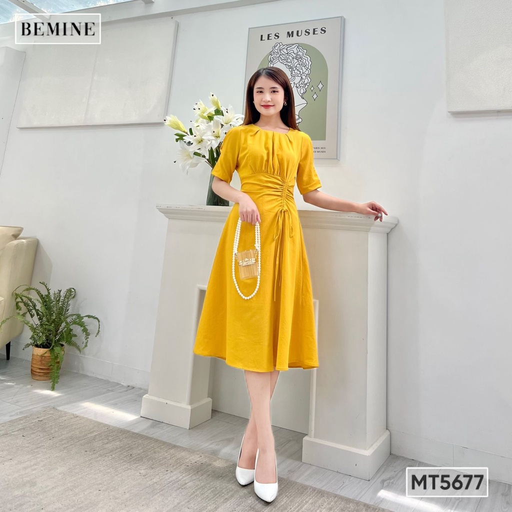 Đầm rút eo cổ tròn BEMINE MT5677