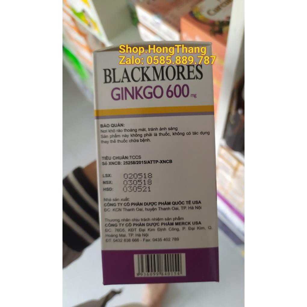 Viên uống hoạt huyết dưỡng não Ginkgo 600 mg with coenzyme Q10 BLACKMORES  hộp 100 viên