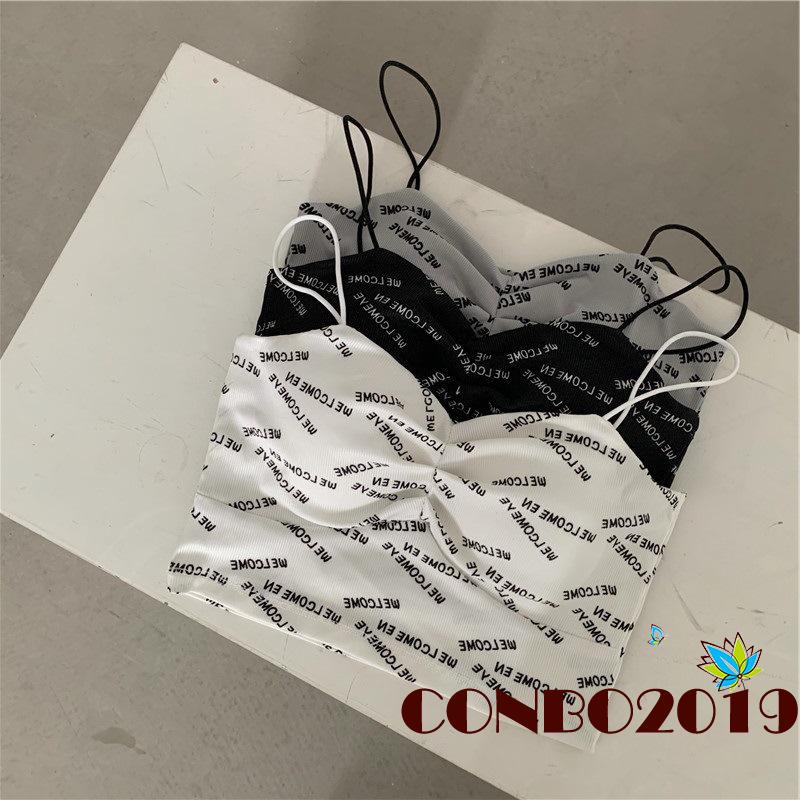 Áo tank top cổ chữ V in chữ gợi cảm cho nữ