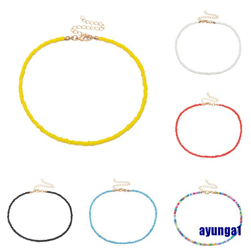 (ayunga1) Fashion Women Bohemia Colorful Beads Pendant Chain Charm Choker Necklace Jewelry