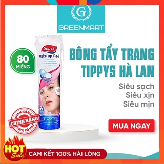 Bông tẩy trang Tippys Classic Make Up Pads 100% Cotton Tự Nhiên 80 Miếng- Greenmart