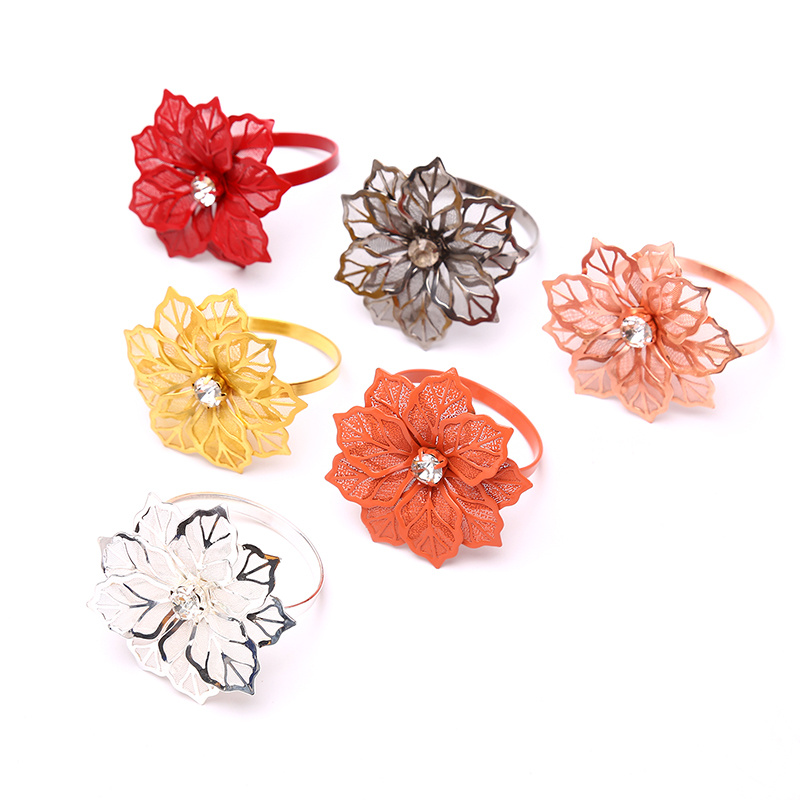 [takejoyfree 0527] 6Pcs Napkin Ring Flower Wedding Dinner Party Birthday Gathering Table Decor