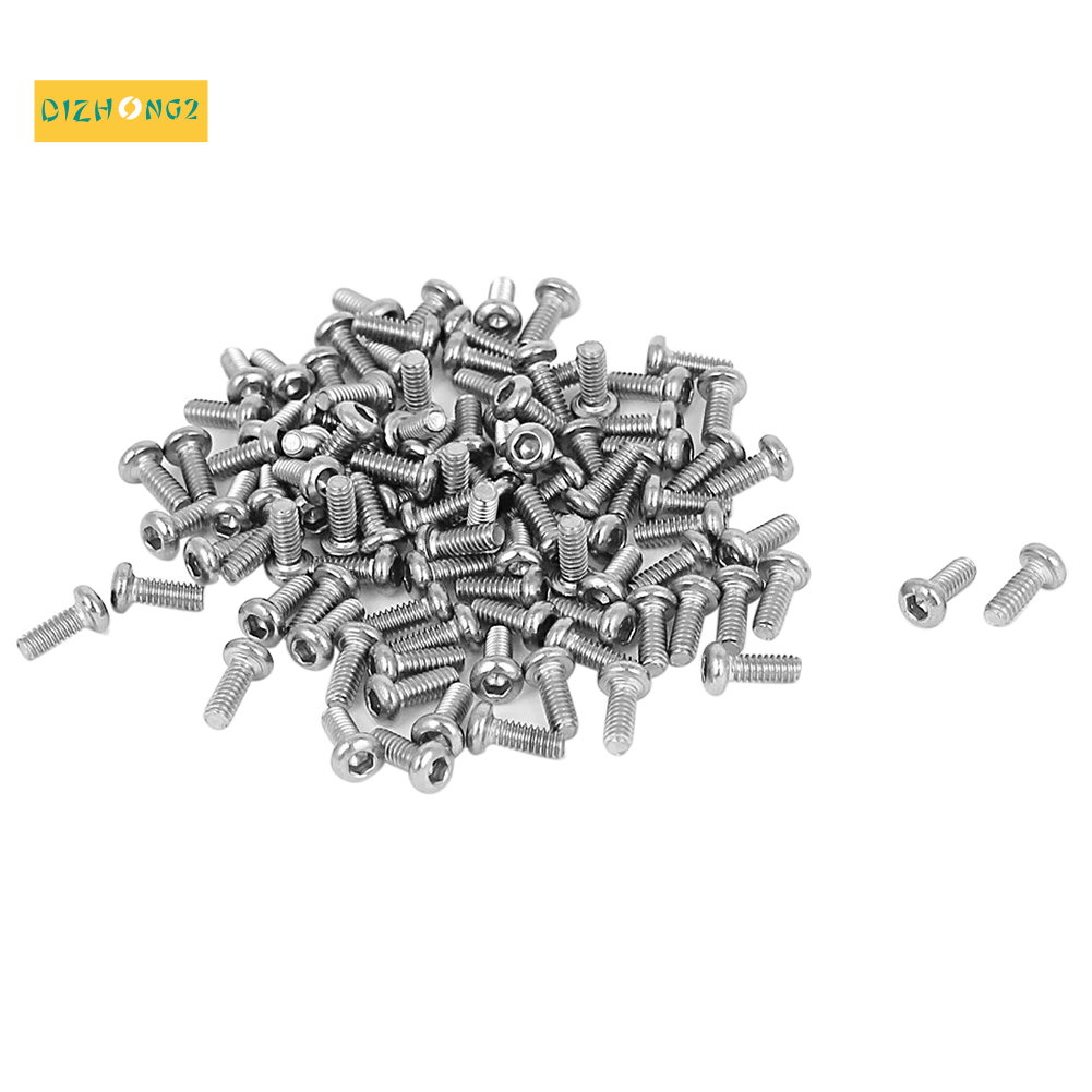 Bộ 100 Ốc Vít Lục Giác Bằng Thép Không Gỉ 0.4mm M2