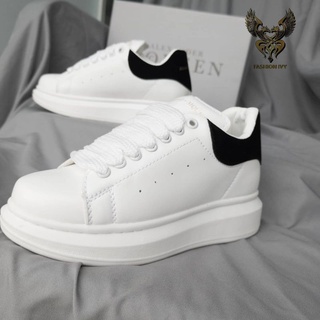 Giày thể thao nam nữ sneaker trắng gót đen đế cao basic