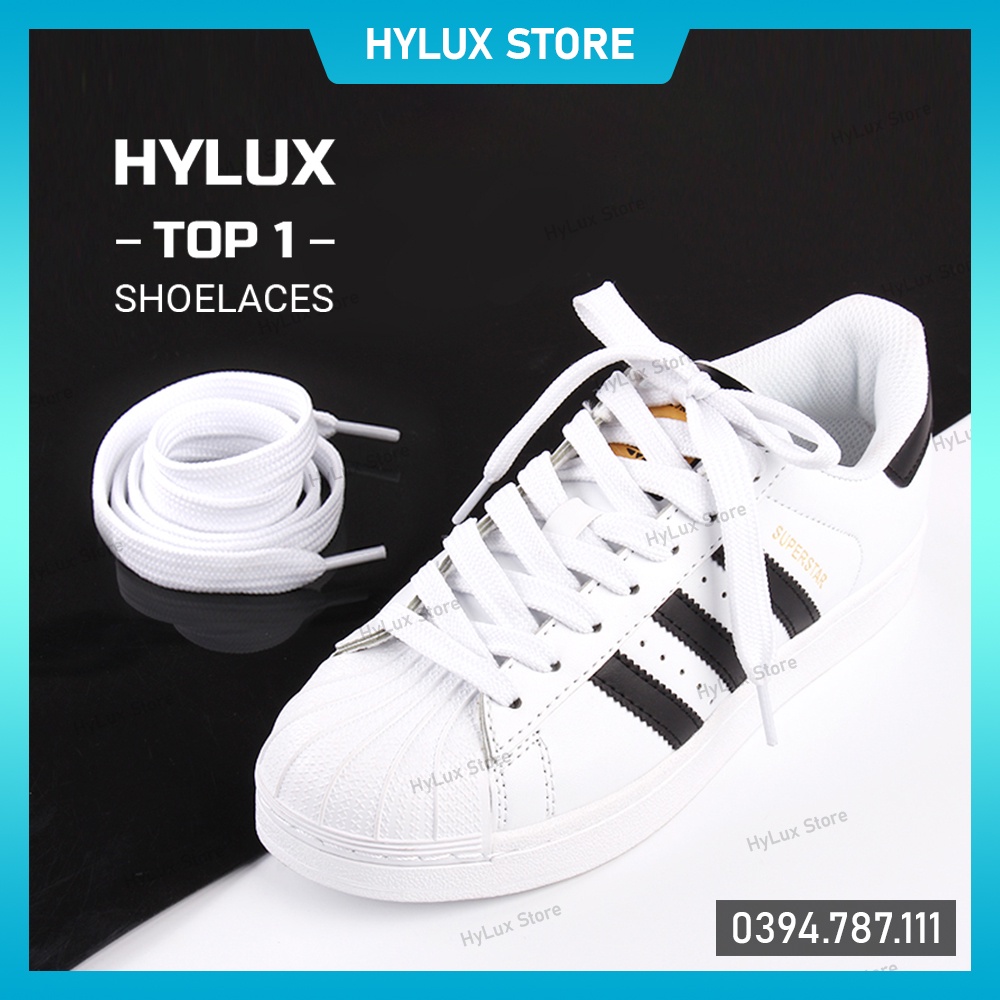 Dây giày dẹt 2 lớp Adidas, Nike dày dặn màu trắng, đen cao cấp - Dây giày thể thao