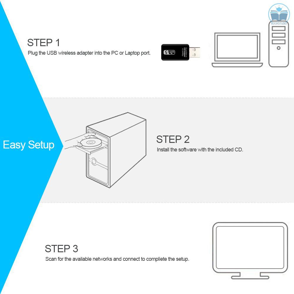 Usb Adapter Ac1200 Băng Tần Kép Usb3.0 Wifi Adapter 2.4ghz / 5.0ghz Ethernet 802.11ac Cho Laptop Desktop Pc | BigBuy360 - bigbuy360.vn