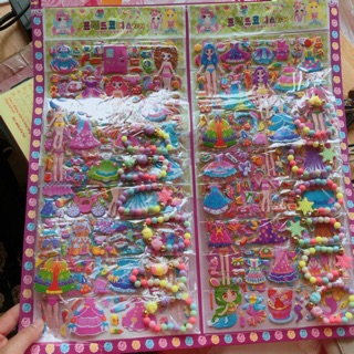 Sticker dán nổi thời trang kèm vòng tay hạt siêu hot ( vỉ 12 bộ)