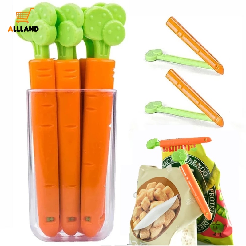 Set 5 Kẹp Nam Châm Hình Củ Cà Rốt Hoạt Hình Dùng Để Bảo Quản Thực Phẩm