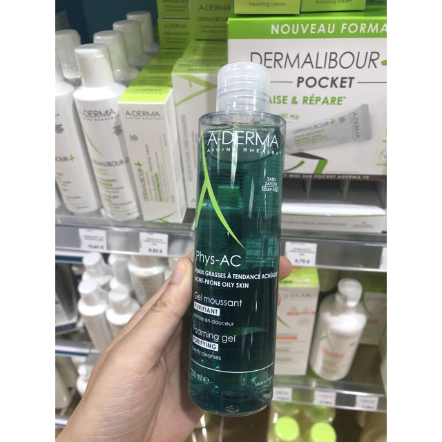 ( AUTH- PHÁP) Sữa Rửa Mặt A-Derma Gel Moussant Purifiant Phys-Ac