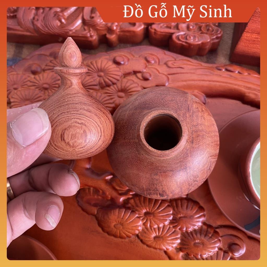 Đồ gỗ nội thất lọ tăm hồ lô gỗ hương đỏ để bàn ăn, Đồ mỹ nghệ mini hộp hũ ống đựng tăm phòng khách
