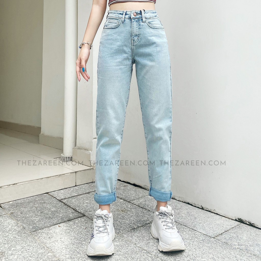 QUẦN JEANS BAGGY XĂN LAI BASIC ZAREEN JEA109 XANH NHẠT