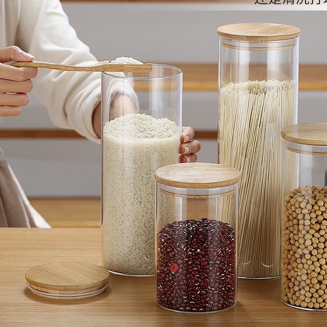 Hũ Thủy Tinh Nắp Gỗ Cao Cấp Hũ Đường Hũ Để Ngũ Cốc
