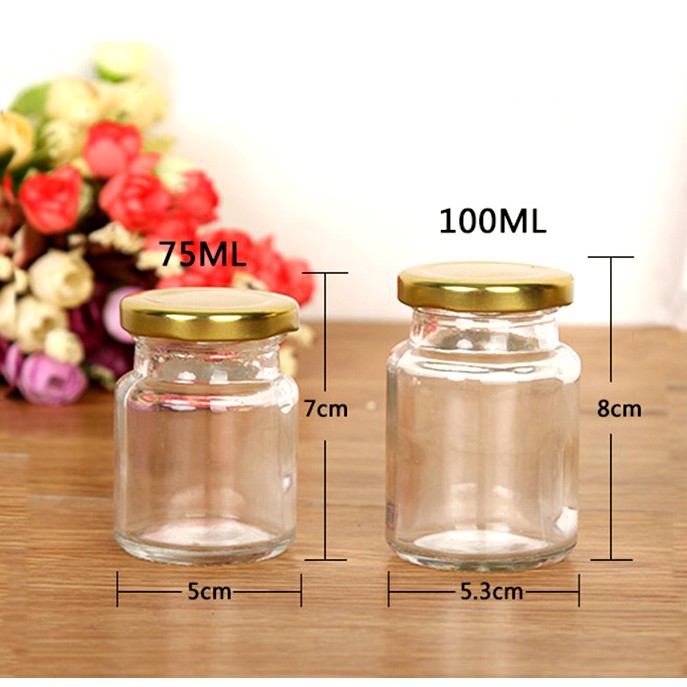 10 hũ thủy tinh 75ml  -100ml làm sữa chua-nắp thiếc