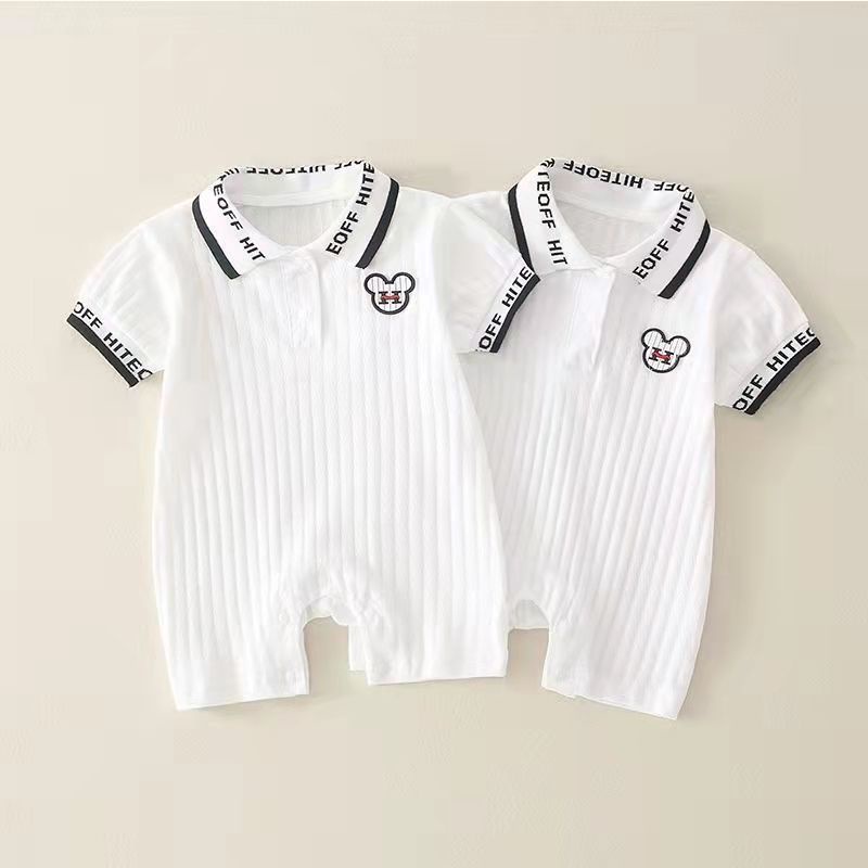 Bộ đồ bé Bộ Áo Liền Quần Tay Ngắn Chất Liệu Cotton Mỏng Thời Trang Mùa Hè Cho Bé Trai 0-3 Tháng Tuổi