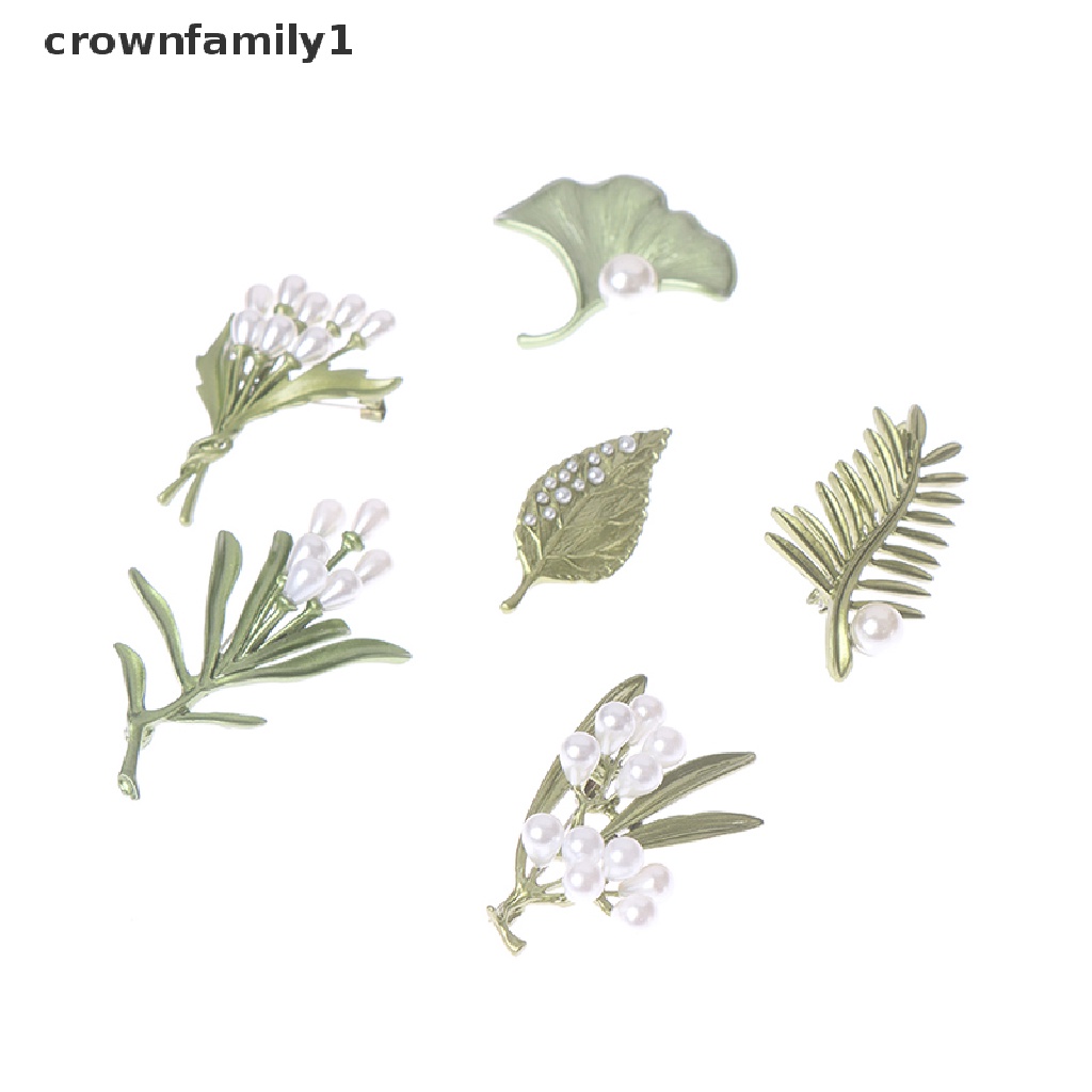 [crownfamily1] Trâm Cài Áo Hình Cây Hoa Lá Ngọc Trai Màu Sắc Vintage Dành Cho Nữ